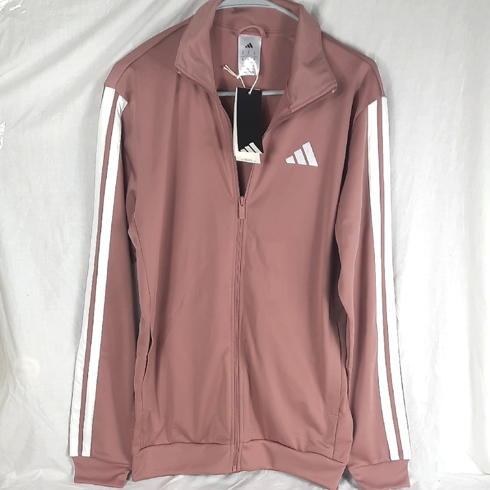 Adidas Mens Track Top Jacket Size ST Small Tall 3 Strips Tricot Warm Clay Color